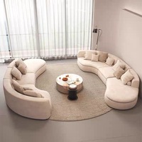 Ensemble de canapés Timberight Biomorphic Sinuous Alabaster, design moderne et simple en forme de C, structure en bois massif, dossier en éponge, inclinable