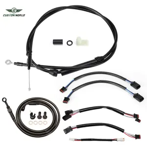 Motocicleta Guiador Embreagem Acelerador Cabos Linha De Freio Turn Signal Harness Cable Kits para Softail 2018 + Sem ABS