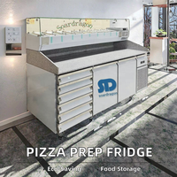 Lemari Pendingin Salad & Meja Persiapan Soardragon Komersial 2 Pintu Stainless Steel dengan Pintu Anti-Kabut & Kontrol Temperatur Digital