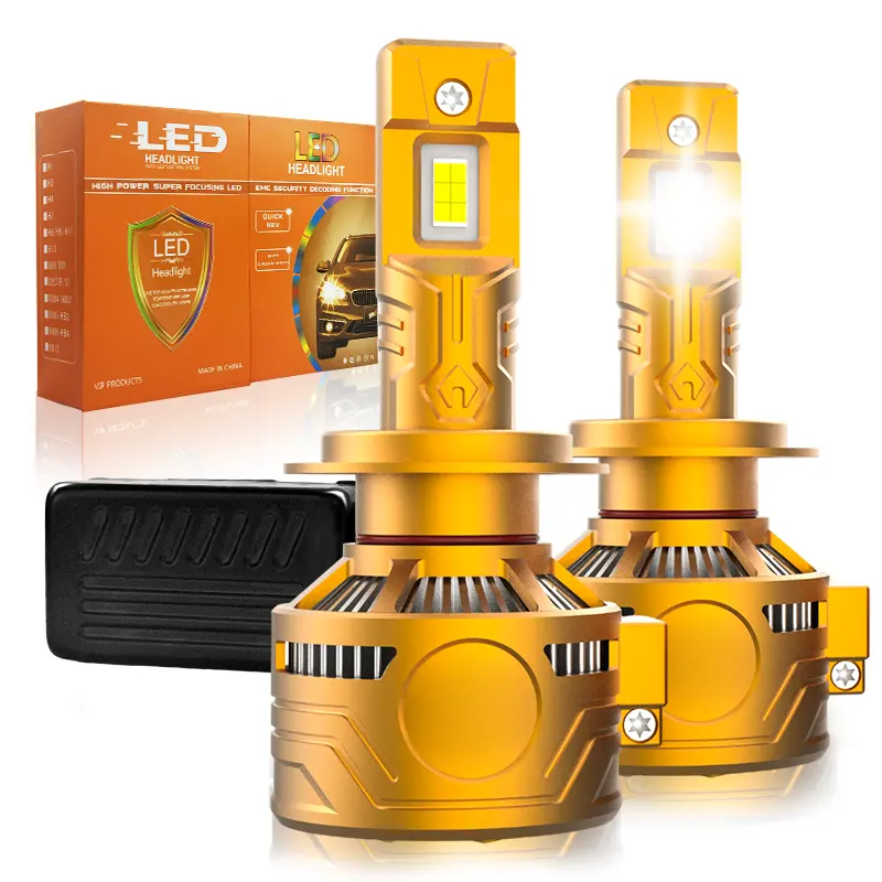 Lâmpada LED para faróis de carro, modelo dourado, 150w, novo design, 6500k, branco fresco, 15000LM, H4, H7, H11, 9005, para substituição de halogênio