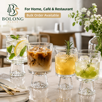 Verre à whisky Bolong personnalisé avec logo, base en cristal, texture montagne, fond épais, 300 ml (10,1 oz), pour jus, vente en gros