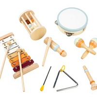 Children Wooden Percussion Instrument Set Early Montessori Childhood Education Music Toys Including Xylophone Clappers Hand