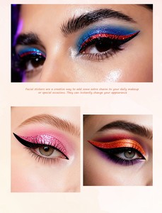 Autocollants adhésifs réutilisables pour paupières, maquillage fluorescent, autocollants tatouage pour les yeux - Product Image 2