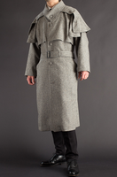 Manteau à revers pour hommes Costume décontracté en laine avec doublure Manteaux longs Cape à simple boutonnage Vêtements pour hommes Pardessus