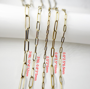Non Tarnish No Fade Collier Women INS Stainless Steel Chain Jewelry Making PVD Gold Plated Necklace Snake Chain Paper <b>Clip</b> - Product Image 6