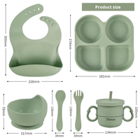Bavoirs en silicone et plaques à ventouse 6 pièces fournitures pour bébés pour enfants comprenant une cuillère et une assiette d'alimentation plats en silicone pour bébés