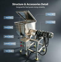 Mélangeur à ruban industriel en acier inoxydable, unité horizontale mobile pour poudres chimiques et granulés alimentaires