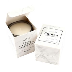 Cajas de cartón blancas plegables de bajo MOQ con ventana troquelada para exhibición de velas aromáticas - Product Image 1