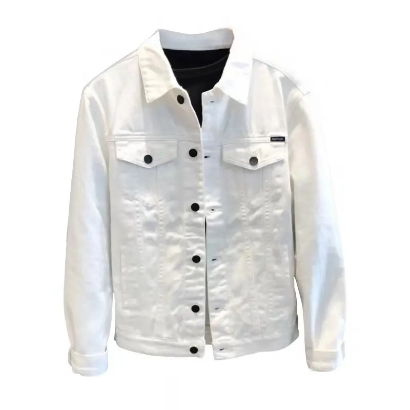 Wholesale slim white denim jacket men's clothing jacket korean fashion casual denim coat men