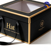 Boîte à chapeaux avec poignée en ruban, structure antichoc, fenêtre transparente, fabrication OEM