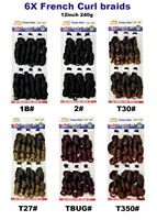 Wholesale Super Value 6x Short French Curl 12inch Spiral Curl Braiding 240g Pack French Curly Synthetic Braid Hair Extension
