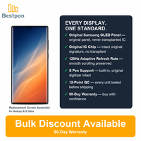 Remplacement pour l'écran OLED du Samsung Galaxy S22 Ultra 5G, assemblage d'écran original + verre remplaçable, qualité A