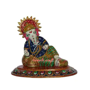 White metal vibrant meenakari metal wholesale Ganesh statue gifts idols