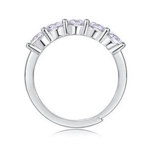 9 Classici Anelli Mezza Eternità in Argento Sterling 925 con Moissanite Taglio Rotondo 1.5CT VVS GRA, Stile Fortunato Numero <span class=keywords><strong>7</strong></span>, per Donna - Product Image 5