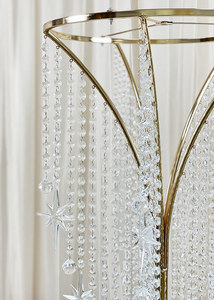 Tall Gold <strong>Wedding</strong> <strong>Table</strong> <strong>Top</strong> Beaded Chandelier Centerpieces Riser Flower Stand <strong>Decoration</strong> - Product Image 4