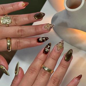 เล็บอะคริลิคแบบทำมือกดบนเล็บศิลปะการทำเล็บอัลมอนด์ทำด้วยมือ - Product Image 4