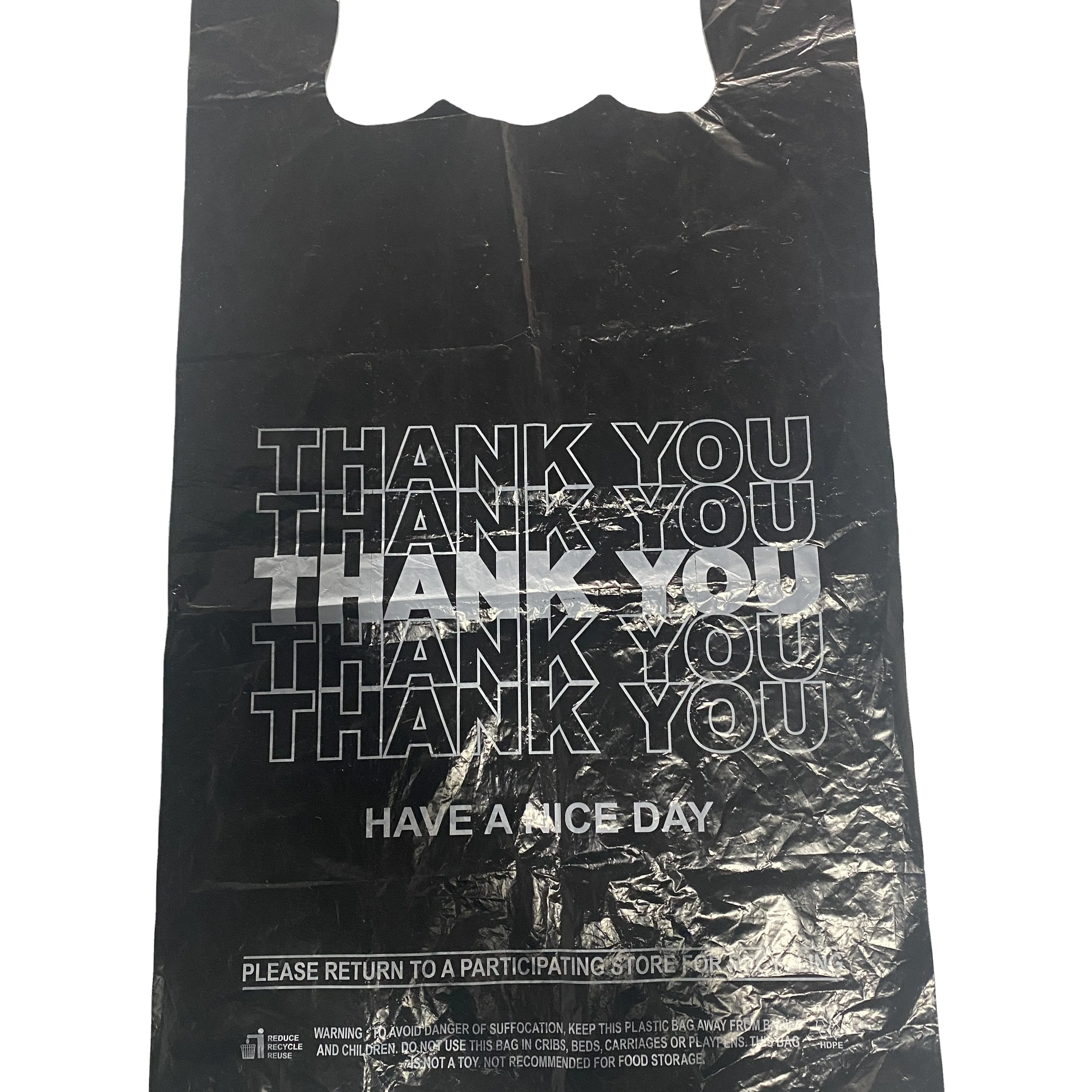 Plastic thank you T-shirt bags for retail shops, restaurants 1/6 Barrel