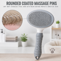 Brosse de toilettage pour animaux de compagnie à nettoyage automatique - Brosse anti-poils à une touche pour chiens et chats