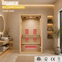 Ploutara Sauna hybride intérieur, système modulaire personnalisé, espace adaptable, chauffage infrarouge en bois de pruche, chauffe rapide en 15 min, salle de sport moderne, conception CAO