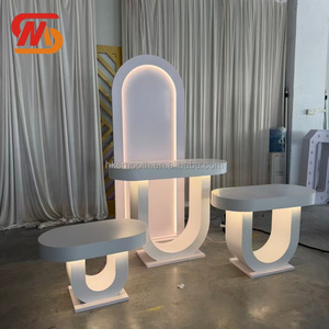 SMOOTH Customized Wedding 3D Event Backdrop Pvc Panel <b>Table</b> Two Cake <b>Table</b> Set for Wedding Party Stage <b>Decoration</b> - Product Image 2