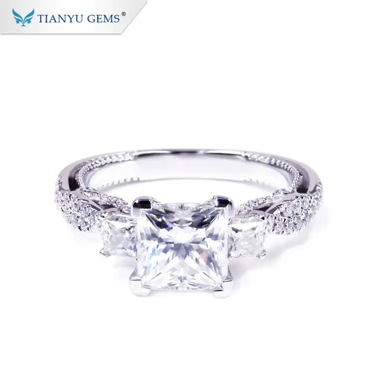 Engagement Rings Rings Tianyu Gems Luxury Gold Jewellery 1.5CT D E F VVS Princess Cut Moissanite Diamond Wedding Engagement Rings