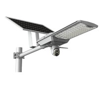 Caméra de surveillance intégrée à énergie solaire IP66 en aluminium avec éclairage LED pour rue, surveillance à distance et interphone bidirectionnel pour routes