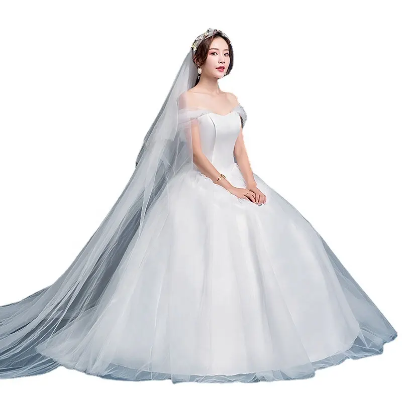 Women's Strapless A-line Wedding Dress Floor Length Sleeveless Pearls Belt Bridal Gown for Bride Customized Designs Short Sleeve