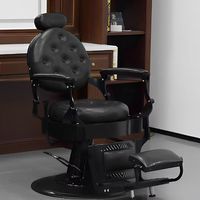 Chaise de barbier de salon rétro de luxe, pompe hydraulique professionnelle, inclinable, pivotant à 360 degrés, réglable en hauteur, en cuir synthétique
