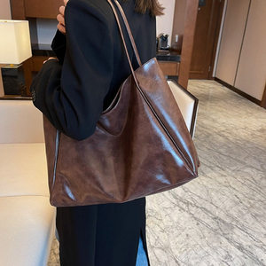 Sacs à main vintage pour femmes en <span class=keywords><strong>cuir</strong></span> PU <span class=keywords><strong>souple</strong></span>, sacs à main décontractés pour femmes de <span class=keywords><strong>grande</strong></span> capacité, sacs à main simples de couleur unie pour femmes - Product Image 1