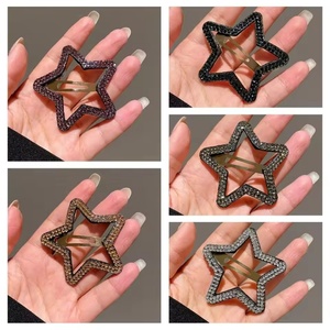Pinzas para el cabello coreanas con diamantes de imitación a la moda, pinzas para el cabello con estrella de Color Simple, horquilla a presión para mujer, nuevo artículo, tocados para mujer - Product Image 1