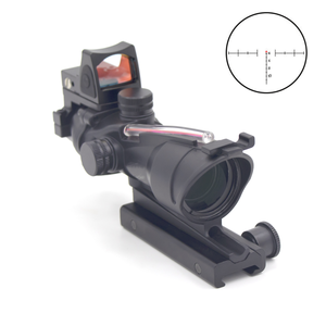 Mira Telescópica Táctica con Carcasa de Aluminio, Mira Prismática 4X32 con Punto Rojo, Fibra Óptica Real, Punto Rojo y Verde Iluminado, Compatible con Montura de 20 mm - Product Image 1