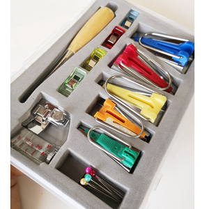 17pcs Fabric <strong>Bias</strong> Binding <strong>Tape</strong> <strong>Maker</strong> Kit Binder Foot Wooden Awl Pins Household DIY Quilting Patchwork Sewing Tools <strong>Set</strong> - Product Image 1