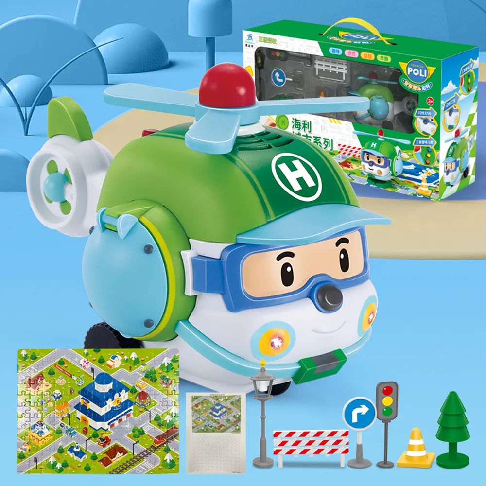 Wholesale Robocar Baby Cute Cartoon Poli Mini Inertia Car Set with Puzzle for Kids Game