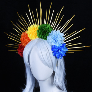 <span class=keywords><strong>Couronne</strong></span> de Halo faite à la main pour femmes <span class=keywords><strong>couronne</strong></span> de Halo fleur colorée <span class=keywords><strong>couronne</strong></span> grecque déesse Cosplay paillettes casque fait à la main Boho Halloween - Product Image 5