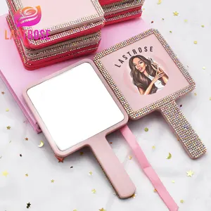 Hand mirror logo private handle vanity mirror Beauty Girl Applying Cosmetics Mini Pocket Mirror Makeup private Logo