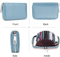 Cartera Compacta de PU para Hombre y Mujer con Estampado de Lichi, Funda Protectora Antidesmagnetización para Tarjetas, Color Sólido, Bolsa Promocional de Un Solo Uso