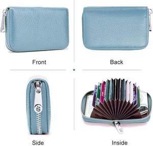 Heren En Dames Compacte Pu-Kaart Portemonnee Met Lychee Print Anti-Demagnetie Kaarthoes Effen Kleur One-Use Promotionele Draagtas - Product Image 3