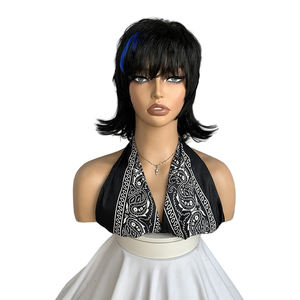 วิกผมสั้นสีดำแบบชั้นๆ สไตล์ยุค 80 ทรงมัลเล็ต พิกซี่ พร้อมหน้าม้า ตัดแบบวูล์ฟคัท วัสดุสังเคราะห์ ดูเป็นธรรมชาติ ตลก สำหรับ<span class=keywords><strong>ผู้ใหญ่</strong></span> ใช้แทนผมจริง สำหรับงานปาร์ตี้ - Product Image 1