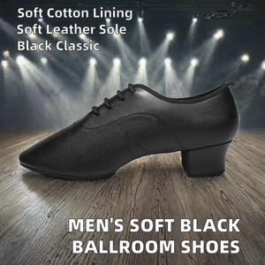 Chaussures de danse de salon/latine pour hommes en gros – Noir et blanc, tige synthétique, semelle extérieure en cuir véritable, semelle souple - Product Image 2