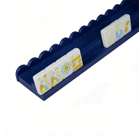Ensemble de pousseurs de tuiles de mahjong américain à bords festonnés multi-tailles, 4 pièces/ensemble, montage facile, bleu marine, 19-20 pouces, support en bois pour mahjong