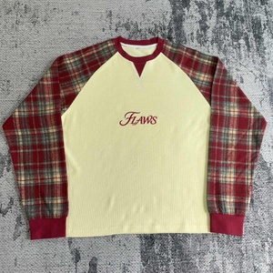 MT1819 Maglietta a Maniche Lunghe 100% Cotone, Camicia di Alta Qualità con Ricami, Vestibilità Ampia, Camicia Termica a Maniche Lunghe in Flanella a Quadri - Product Image 3