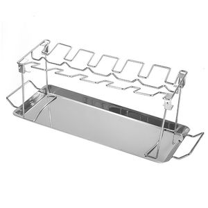 Soporte Plegable para Asar Muslos de <span class=keywords><strong>Pollo</strong></span>, de Acero Inoxidable, con Bandeja Recolectora de Grasa - Product Image 4