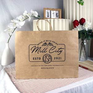 Diseño de Logotipo Personalizado, Imprime Tu Propio Logotipo, Bolsa de Compras, Bolsa de Papel Kraft para Comida para Llevar con Asas - Product Image 1