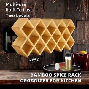 Organizador de Especias Plegable de Madera de Dos Niveles, Multifuncional, para Armario de Cocina, Soporte para Condimentos - Product Image 2