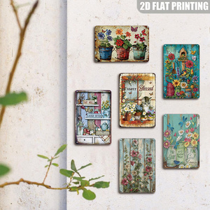 Letrero Metálico con Diseño de Gato y Flor, Estilo Rústico Vintage, Decoración de Pared para el Hogar y <span class=keywords><strong>la</strong></span> Casa de Campo - Product Image 3