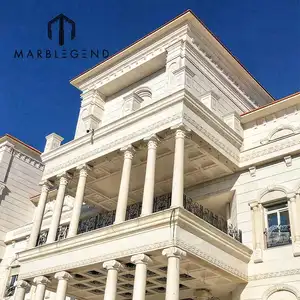 Projet de villa placage pierre calcaire façade extérieure carreaux calcaire blanc revêtement mural pour bâtiment décoration murale extérieure - Product Image 2