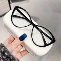 QUEJOEY Nuevas gafas ópticas con montura de ojo de gato para mujer, montura marrón, estilo coreano, gafas con bloqueo de luz azul, ultraligeras