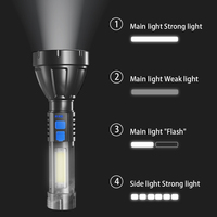Projecteur LED portable ultra-lumineux à longue portée, rechargeable par USB, avec affichage de la batterie, pour éclairage extérieur, lampe torche puissante