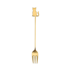 Cuchara de café de acero inoxidable 304, cuchara creativa de acero inoxidable con diseño de gato de dibujos animados, cuchara para remover café de acero inoxidable, cuchara para postre. - Product Image 5