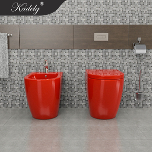 Set sanitario moderno da <span class=keywords><strong>bagno</strong></span> rosso con Bidet in ceramica a doppio filo uno schema di drenaggio P-Trap & S-Trap - Product Image 4
